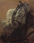 Euine Study,Recumbent Head in Harness Adolph von Menzel